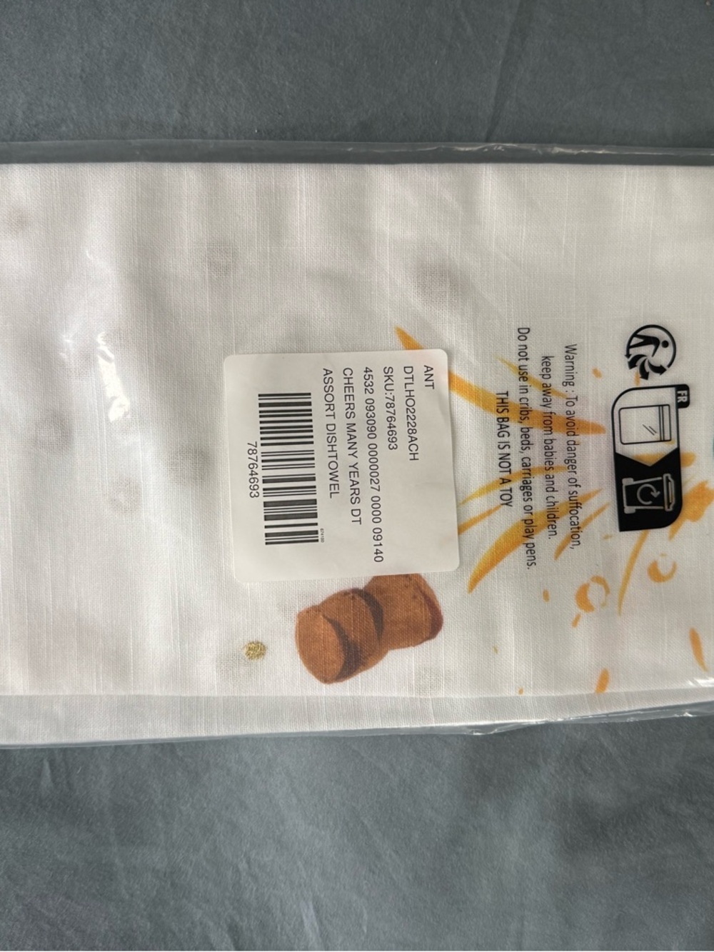 Cheers to Many Years Anthropologie Tea Towel NWT - Picture 4 of 4